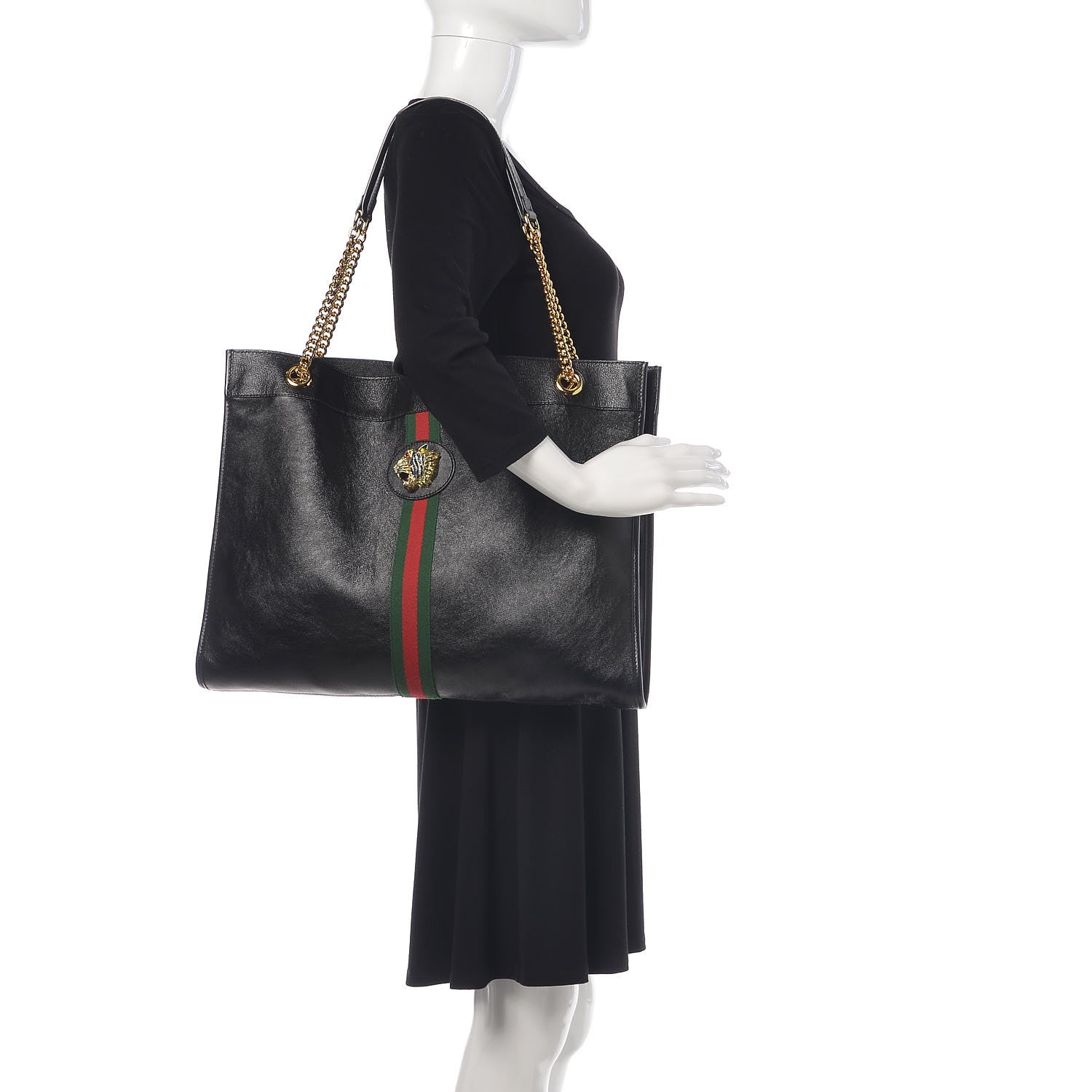 Gucci Calfskin Large Rajah Chain Tote Black 2 of 11