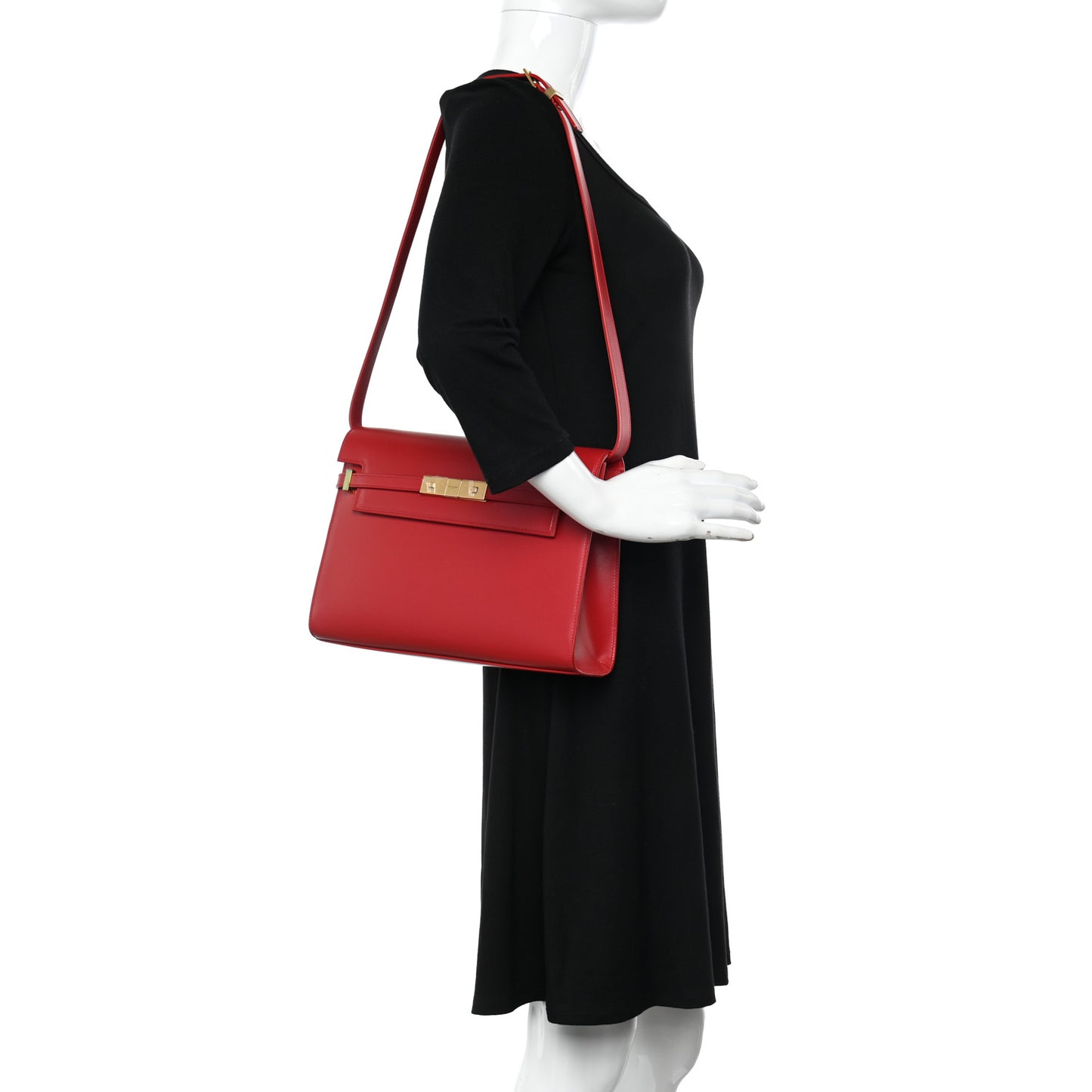Smooth Calfskin Manhattan Shoulder Bag Rouge Eros