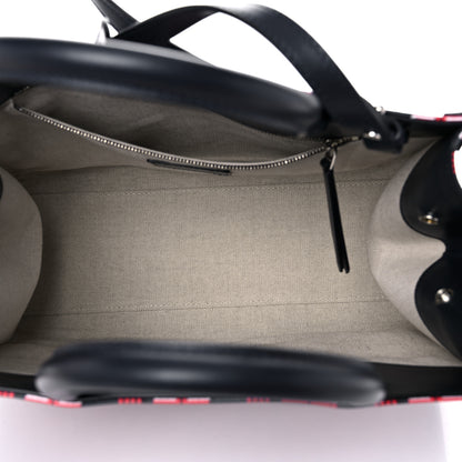 Lanvin Calfskin Canvas 3D JL Printed In & Out Tote Red 5 of 10