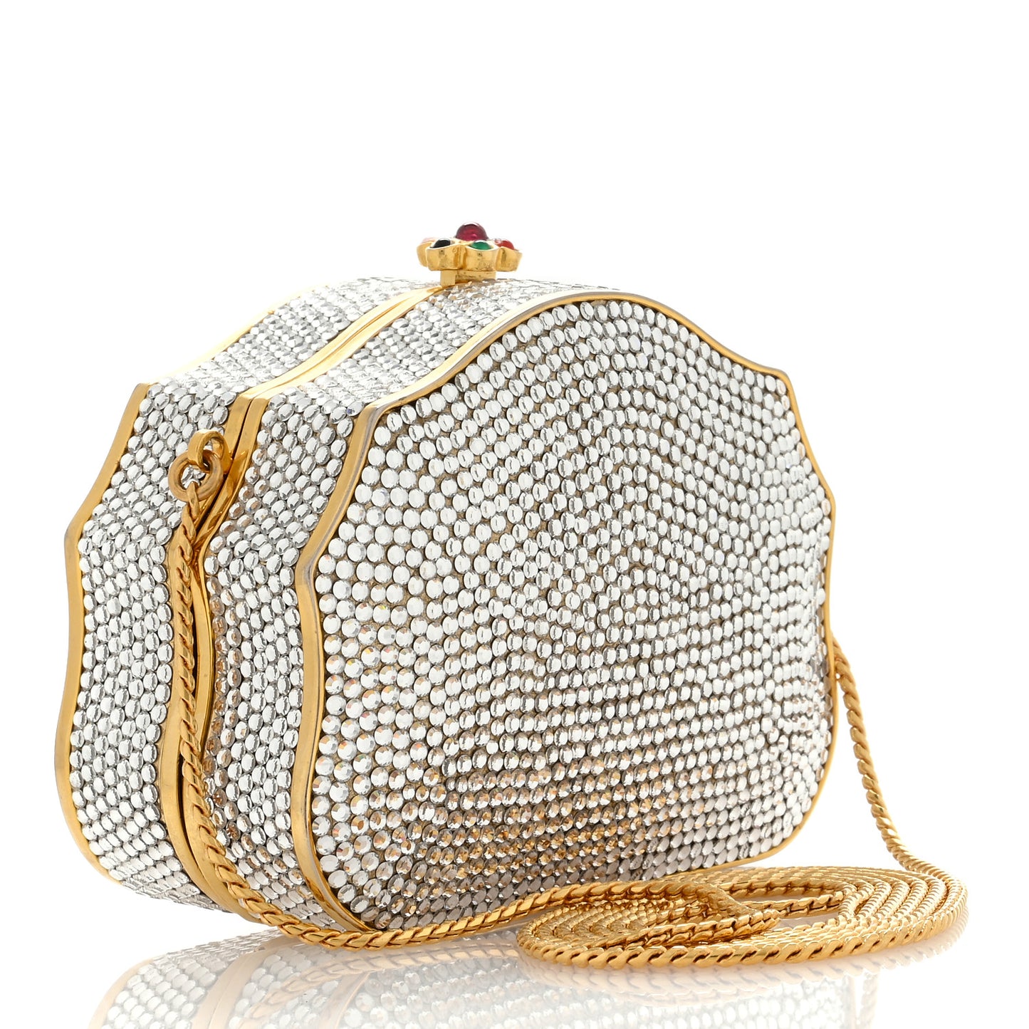 Swarovski Crystal Minaudiere Clutch Gold Silver