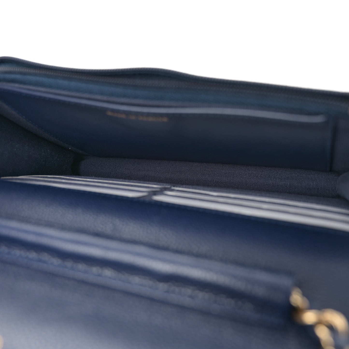 Caviar Quilted Wallet on Chain WOC Navy Blue