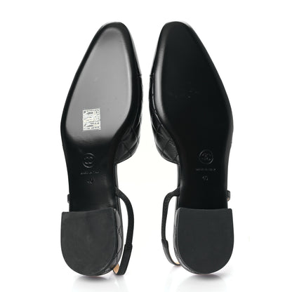 Chanel Lambskin Patent Cap Toe CC Slingback Flats 40 Black 5 of 9