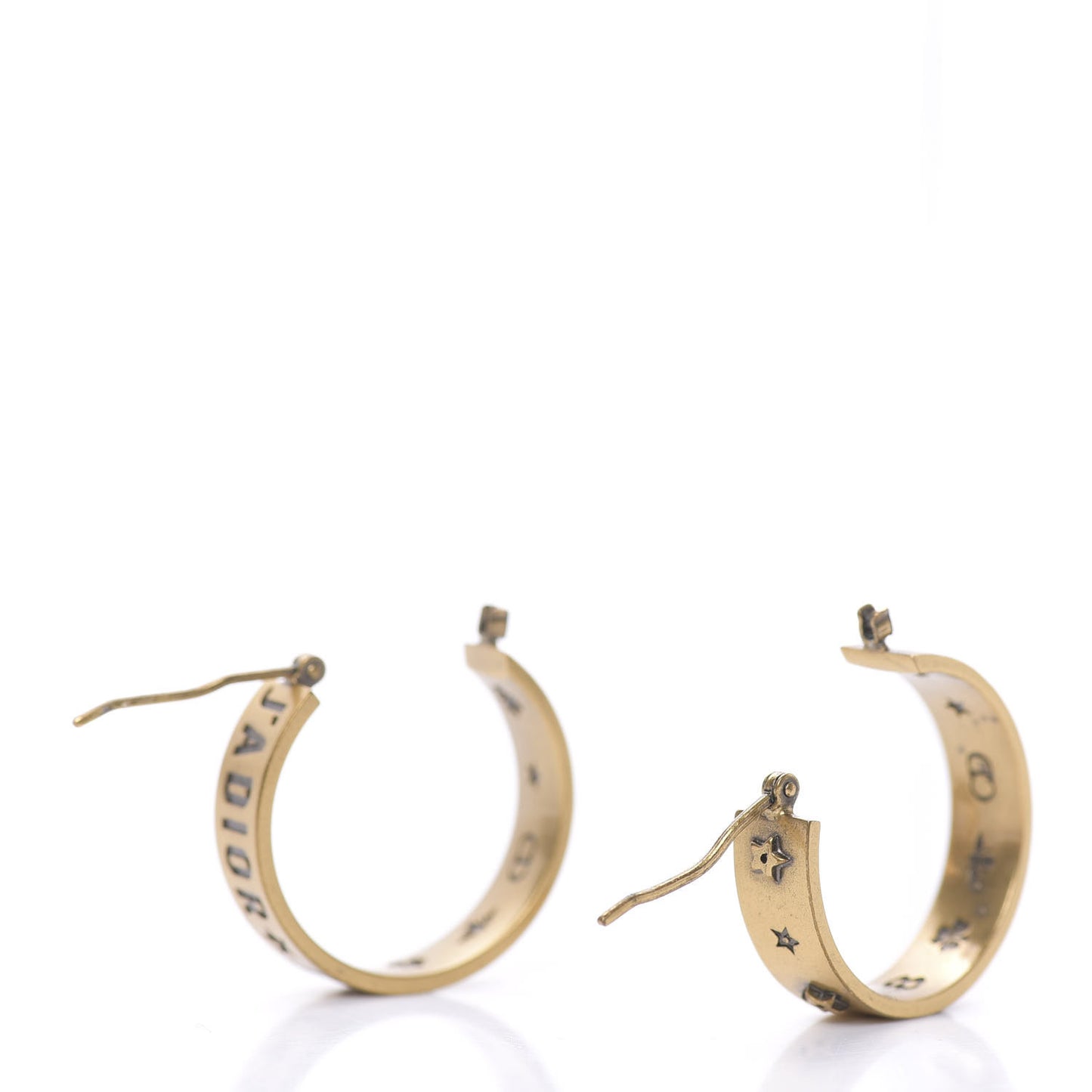 Metal Small J'Adior Star Hoop Earrings Aged Gold