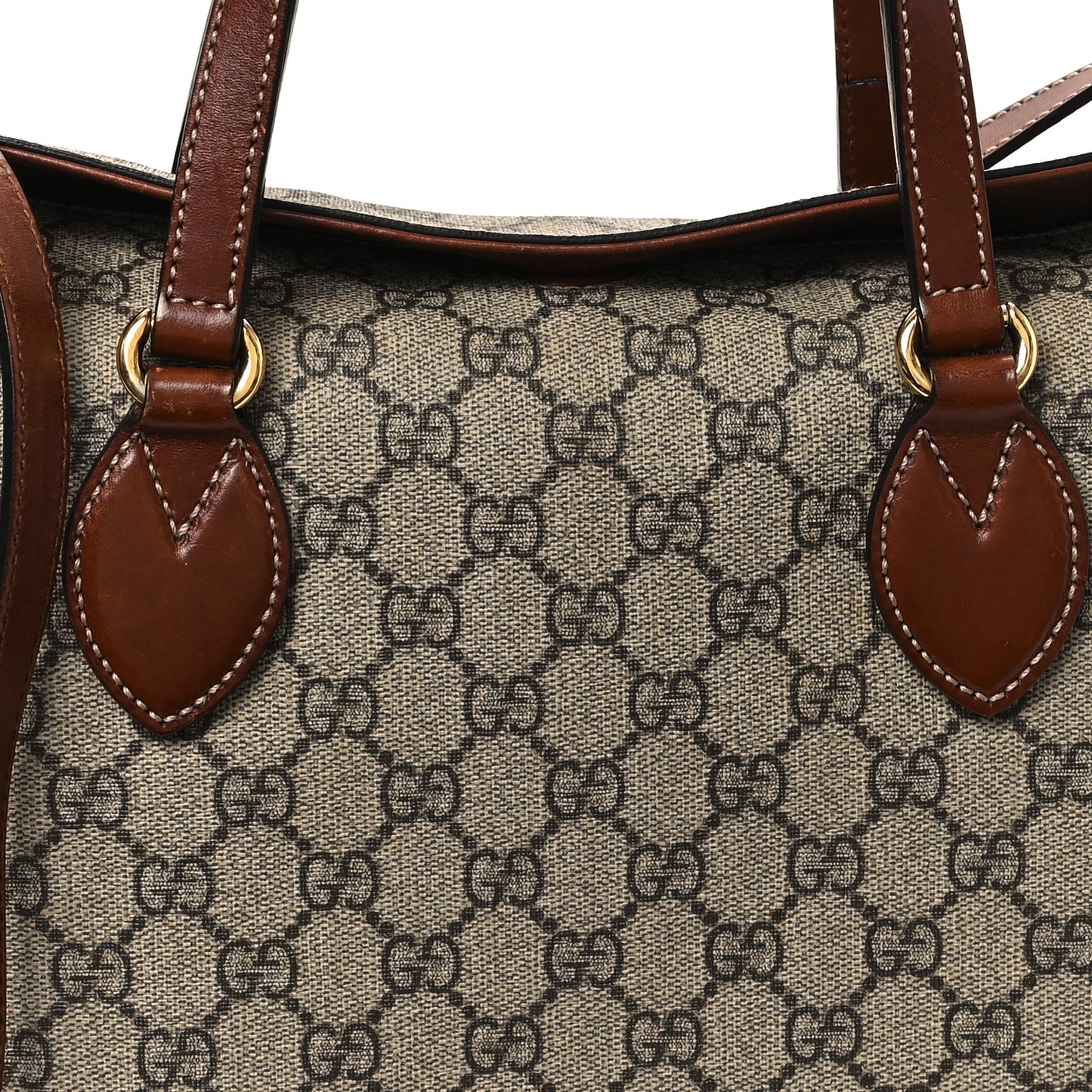 GG Supreme Monogram Linea A Foldover Tote Brown