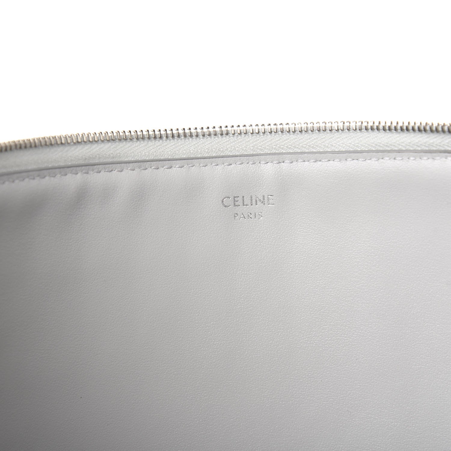 Celine Lambskin Quilted Zip Pouch Grey 5 of 7