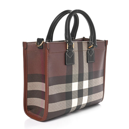 Burberry E-Canvas Check Calfskin Mini Freya Tote Dark Birch Brown 3 of 9