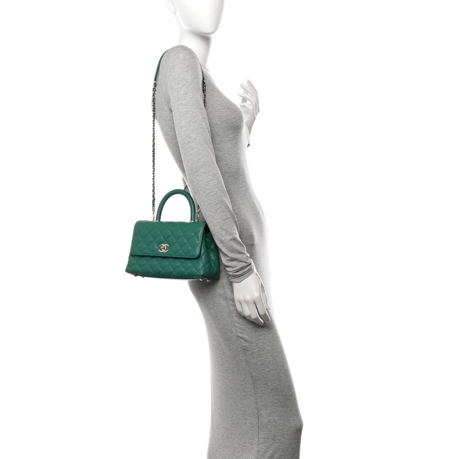 Chanel Caviar Quilted Mini Coco Handle Flap Green 2 of 10
