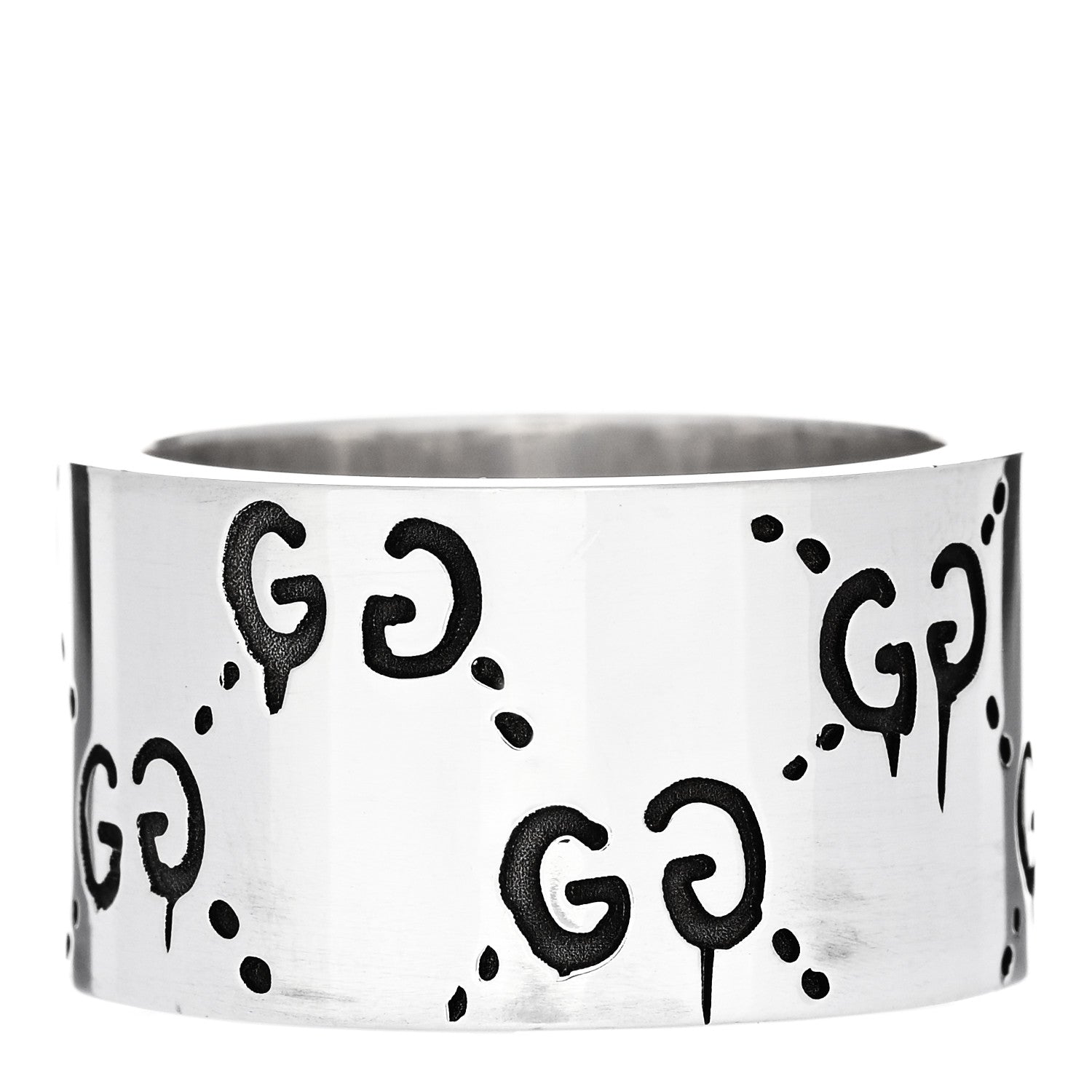 Gucci Sterling Silver GucciGhost Hamlet Skull Band Ring 54 7 3 of 7