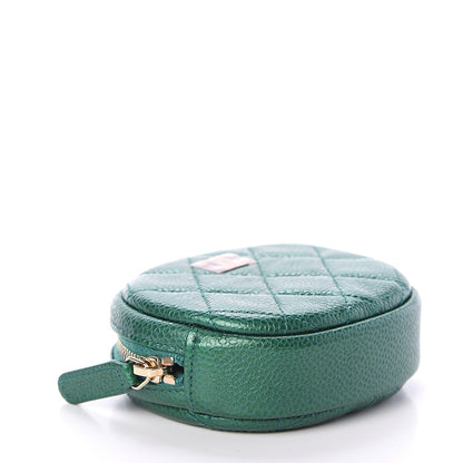 Chanel Metallic Caviar Quilted Zip Around Classic Coin Purse Green 3 of 6