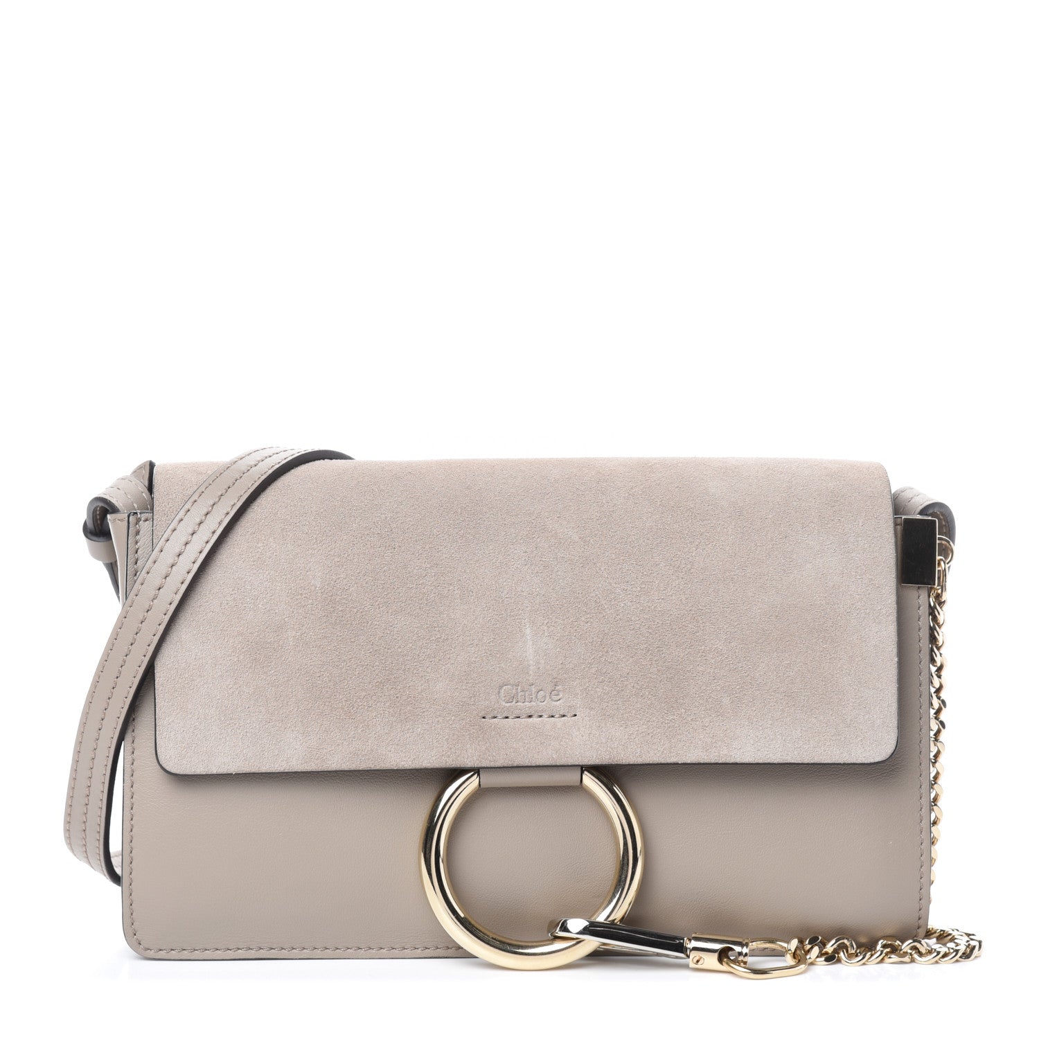 Chloe Suede Calfskin Small Faye Shoulder Bag Motty Grey 1 of 11
