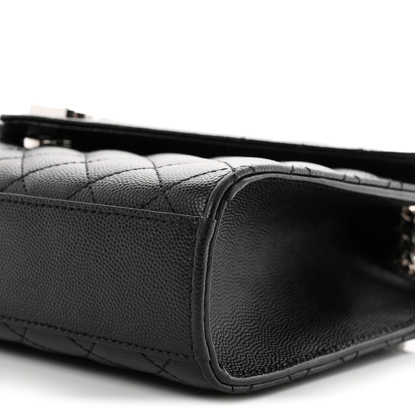 Grain De Poudre Textured Mixed Matelasse Triquilt Medium Monogram Satchel Black
