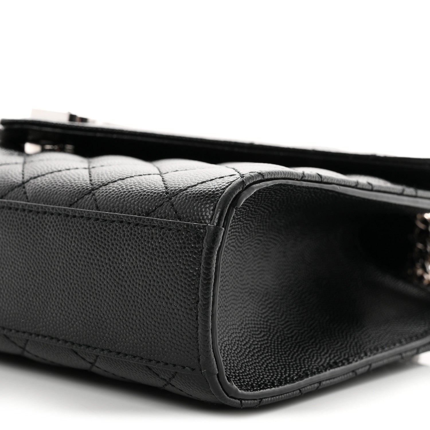 Saint Laurent Grain De Poudre Textured Mixed Matelasse Triquilt Medium Monogram Satchel Black 10 of 10