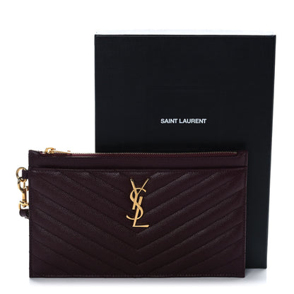 Saint Laurent Grain De Poudre Chevron Monogram Large Bill Pouch Rouge Legion 8 of 8