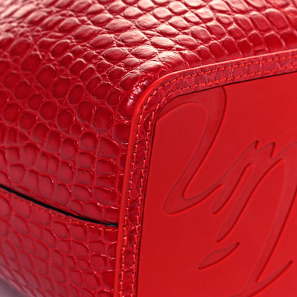 Christian Louboutin Crocodile Embossed Calfskin Spiked Small Cabarock Shopper Tote Red 7 of 12
