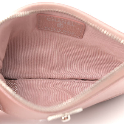 Chanel Metallic Caviar Chevron Quilted Small Vintage Mademoiselle Cosmetic Case Pink 5 of 8