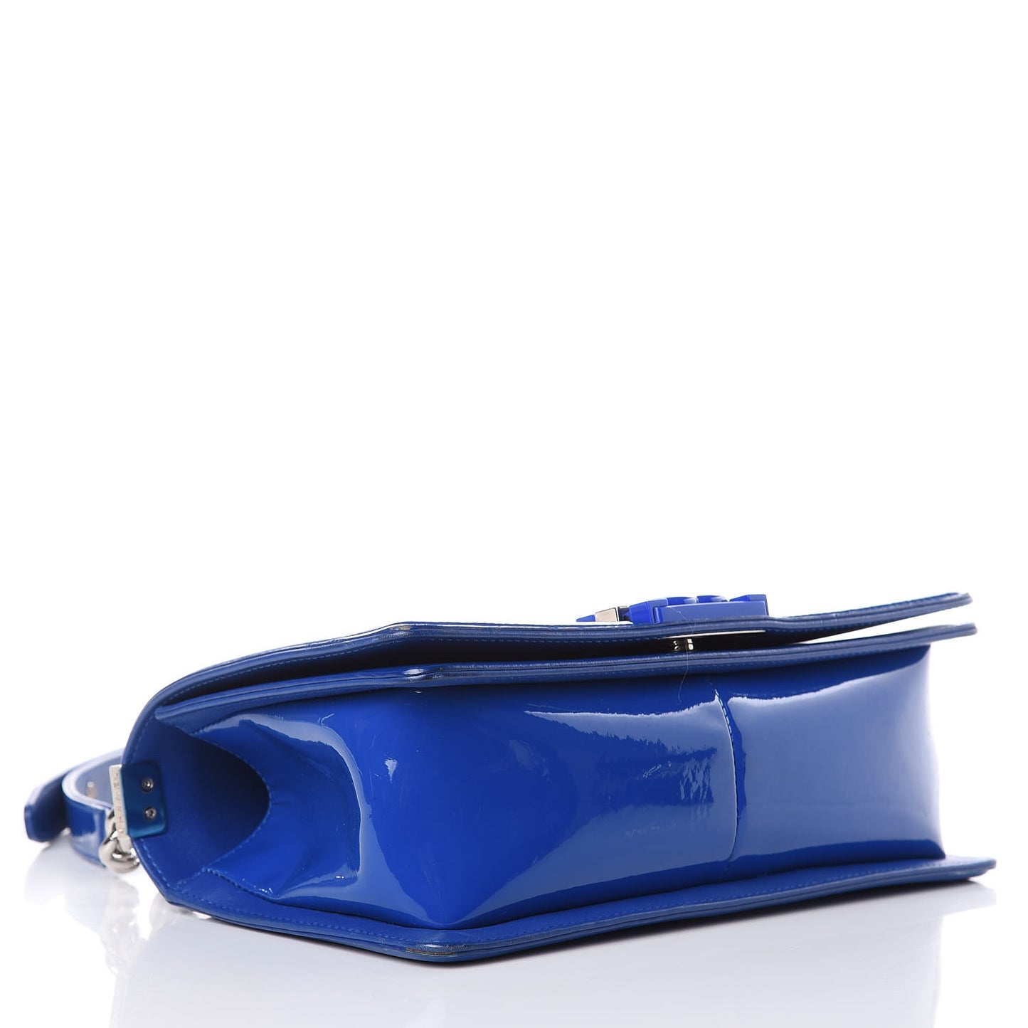 Patent Calfskin Medium Plexiglass Boy Flap Blue
