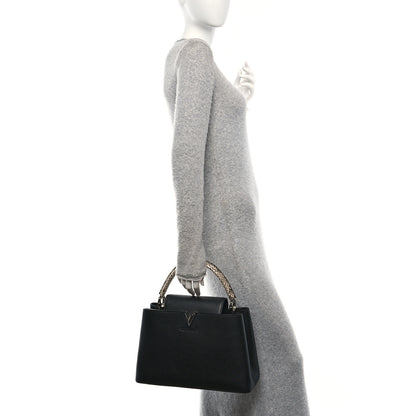 Louis Vuitton Taurillon Snakeskin Capucines MM Black 2 of 9