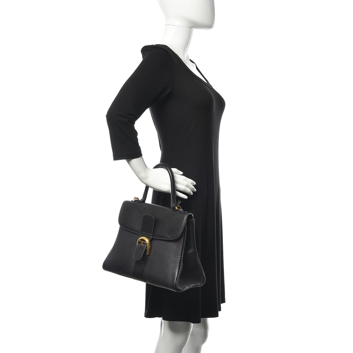 Grained Calfskin MM Brillant Satchel Black
