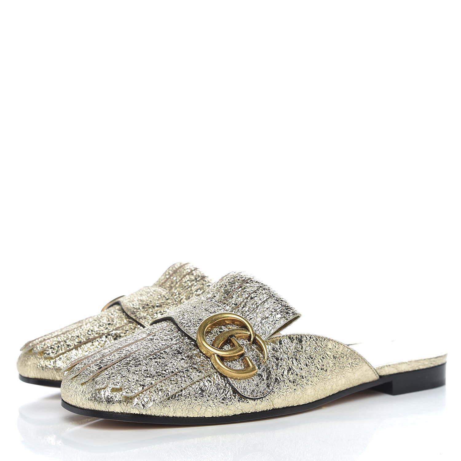Gucci Galassia Womens GG Marmont Fringe Slippers 37 Platino 3 of 11