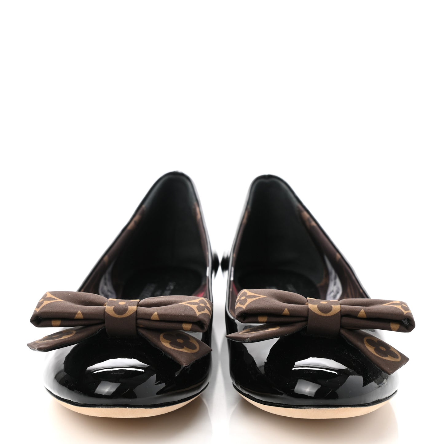 Patent Monogram Nylon Bow Popi Ballerina Flats 39.5 Black