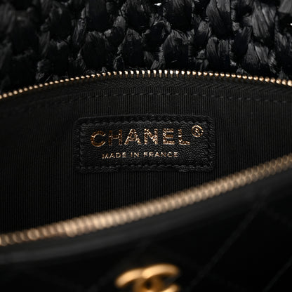 Chanel Raffia Effect Medium Tweedy Flap Bag Black White 6 of 10
