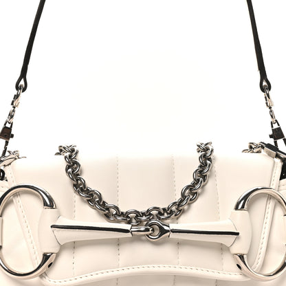 Gucci Nappa Vertical Matelasse Small Maxi Horsebit Chain Shoulder Bag Great White 7 of 9