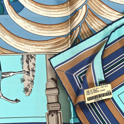Hermes Silk Carre En Carres Scarf 90 Turquoise Mordore Canard 3 of 3