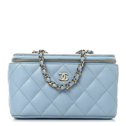 Chanel Caviar Quilted Small Tiny CC Vanity Case With Chain Light Blue Light Blue 1 of 13