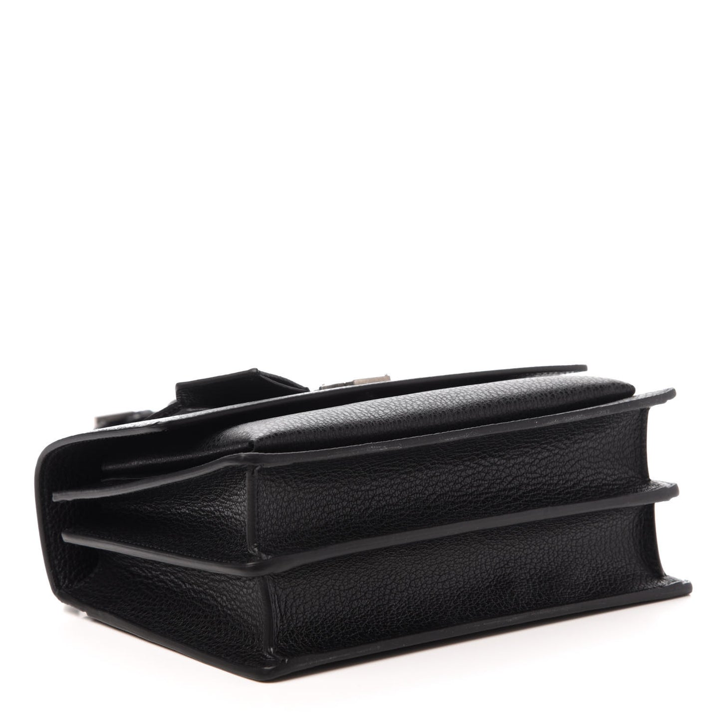 Grained Calfskin Medium Monogram Sunset Satchel Black
