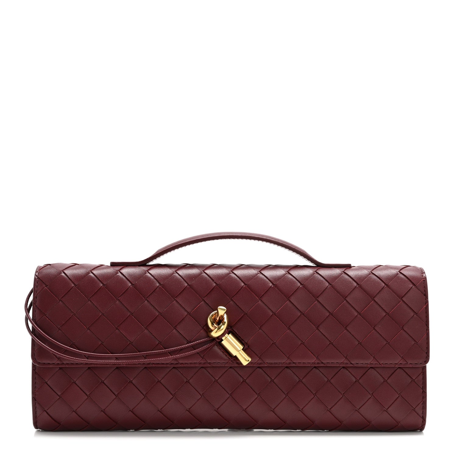 Bottega Veneta Nappa Intrecciato Long Andiamo Top Handle Clutch Barolo 1 of 16