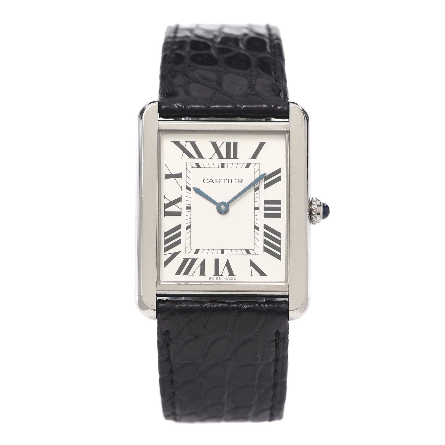 Cartier Stainless Steel Alligator 27mm Tank Solo Quartz Watch 1 of 8