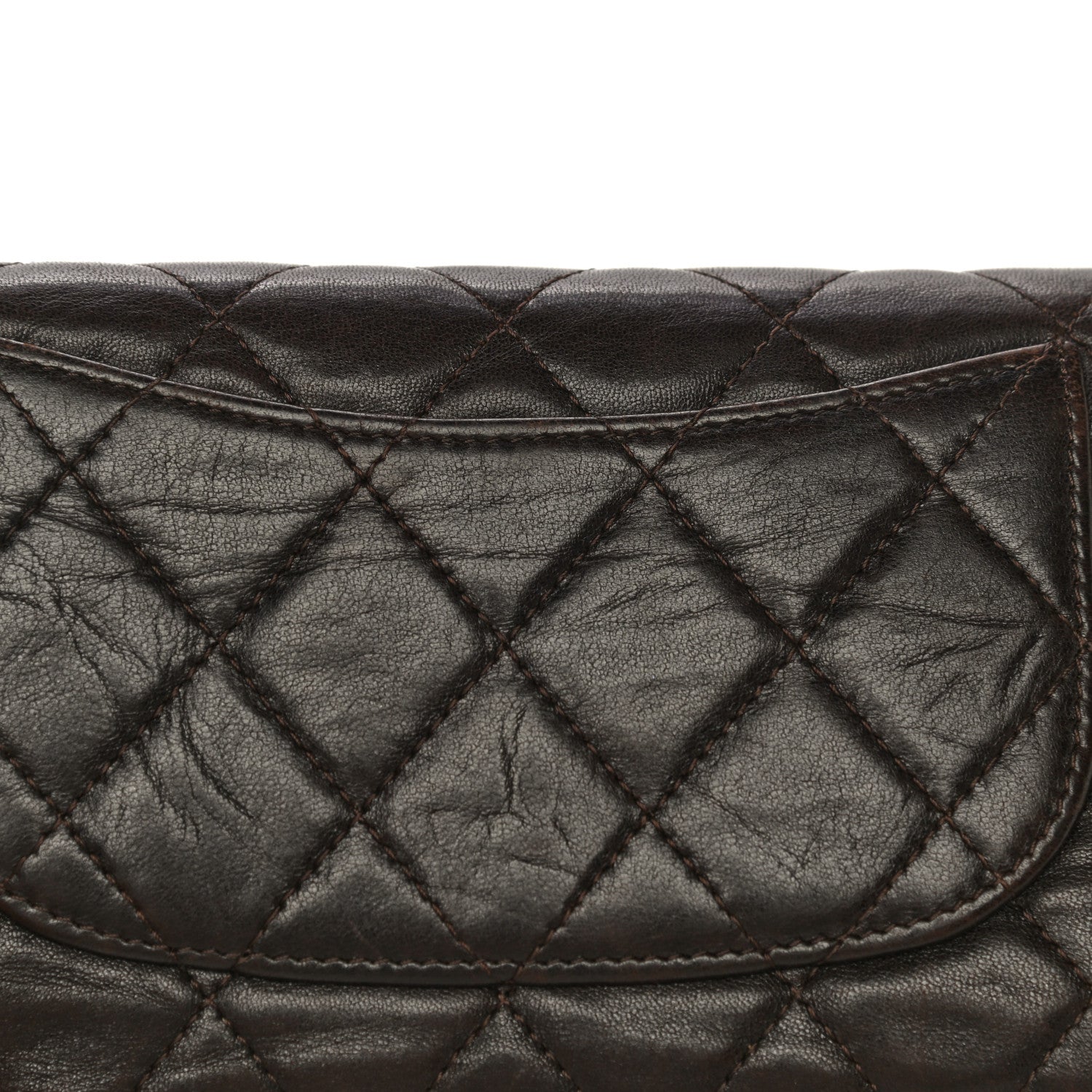 Chanel Lambskin Quilted Large Flap Wallet Dark Brown 28 of 30