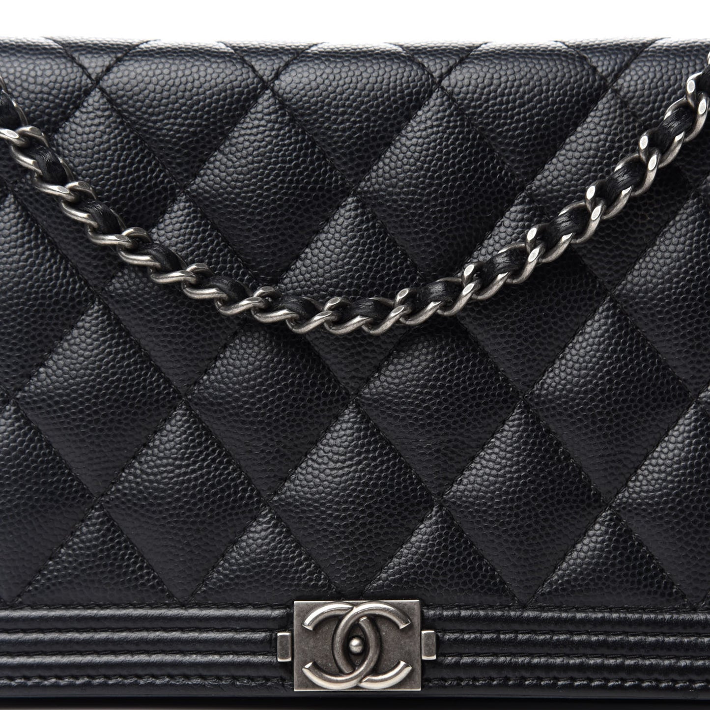 Caviar Quilted Boy Wallet On Chain WOC Black
