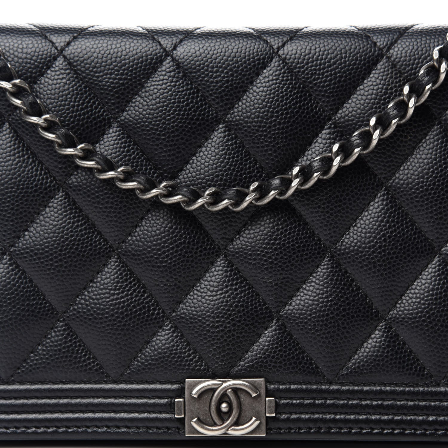 Chanel Caviar Quilted Boy Wallet On Chain WOC Black 9 of 14