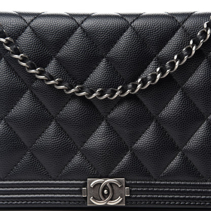 Chanel Caviar Quilted Boy Wallet On Chain WOC Black 9 of 14