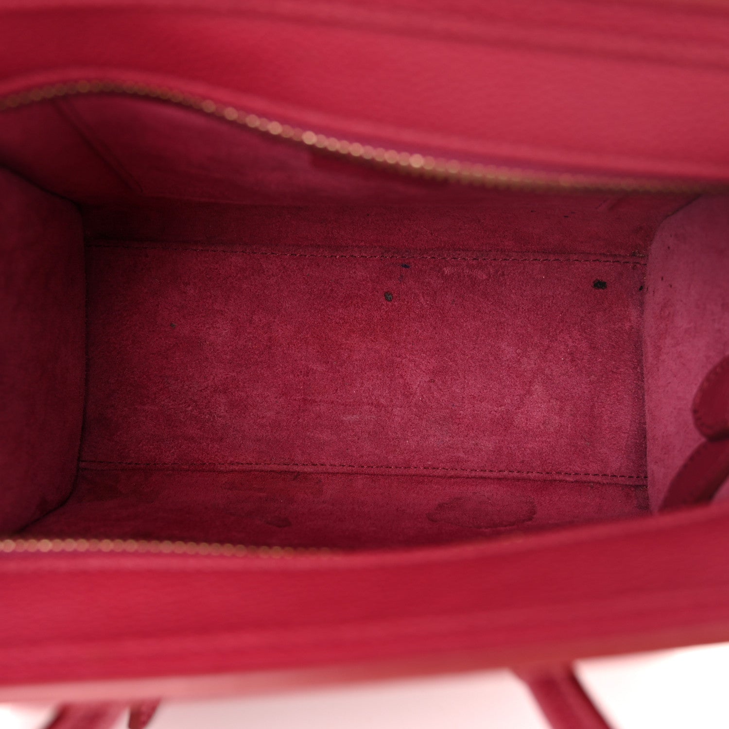Celine Drummed Calfskin Nano Luggage Rasberry 5 of 11