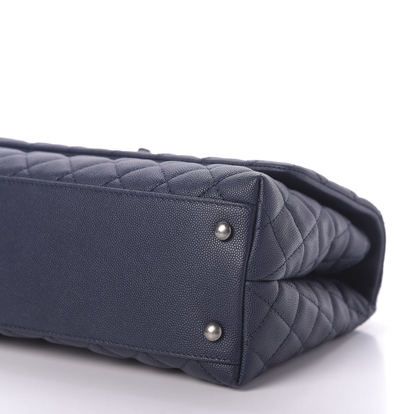 Caviar Lizard Quilted Small Coco Handle Flap Navy