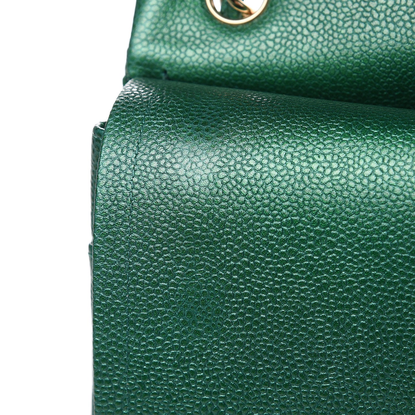 Metallic Caviar Quilted Jumbo Double Flap Green