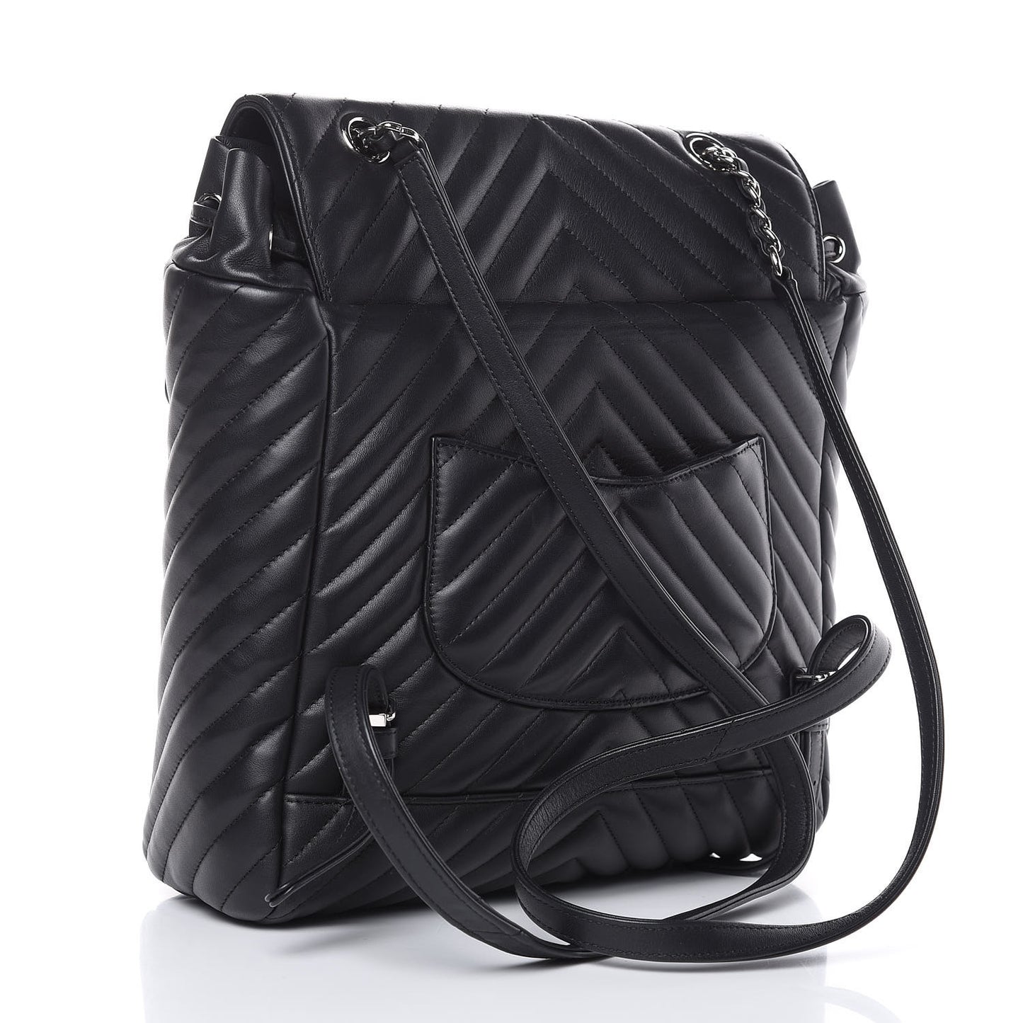 Calfskin Chevron Quilted Large Urban Spirit Backpack Black