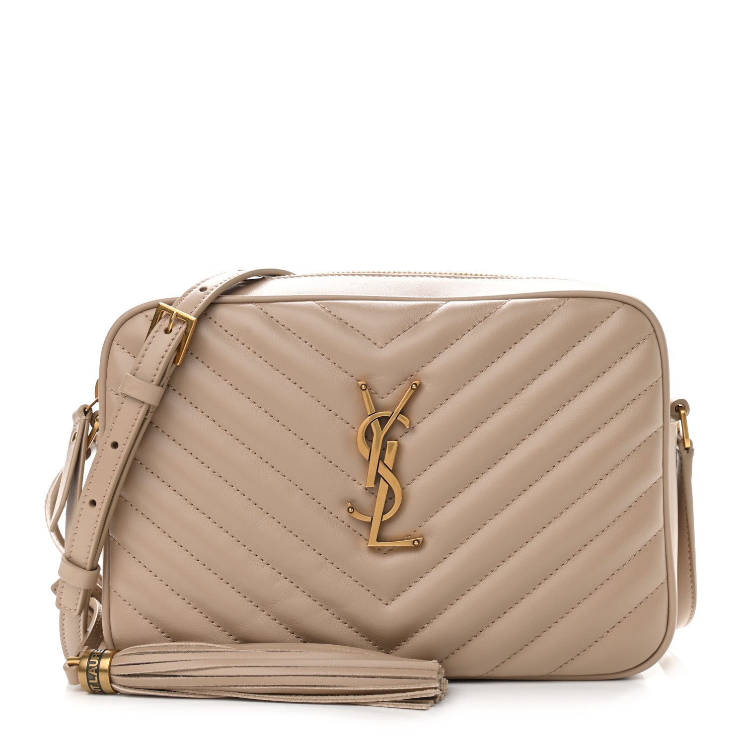 Saint Laurent Calfskin Matelasse Monogram Lou Camera Bag Dark Beige 1 of 10