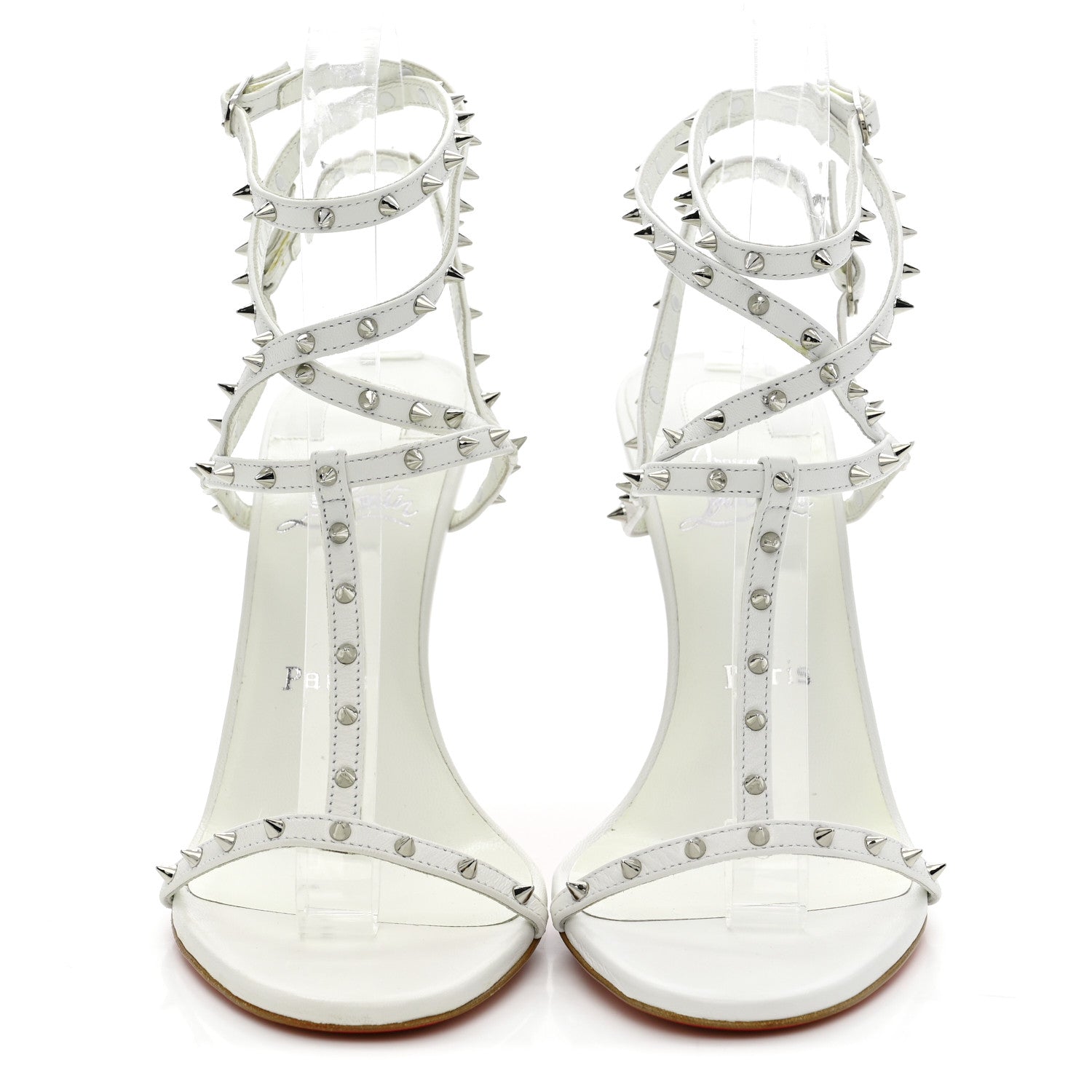 Christian Louboutin Nappa Bombina Spikes 100 Sandals 37.5 White 3 of 14