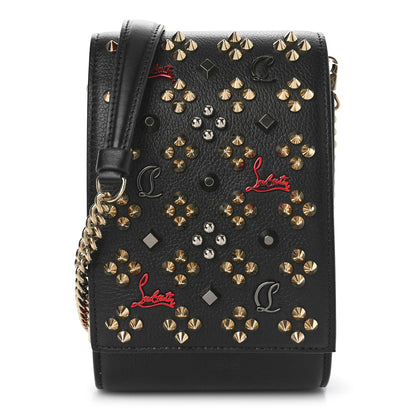 Christian Louboutin Calfskin Spikes Loubinthesky Paloma Crossbody Phone Case Black Multicolor 1 of 8