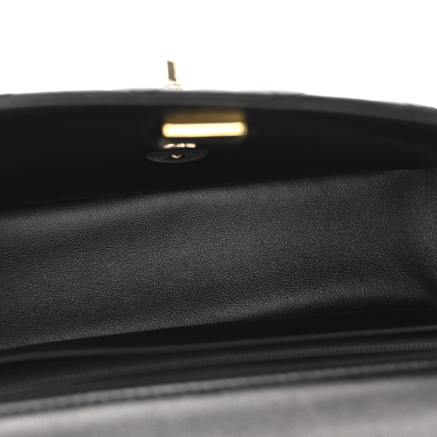 Lambskin Quilted Mini Top Handle Rectangular Flap Black
