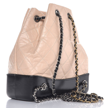 Chanel Aged Calfskin Quilted Small Gabrielle Backpack Beige Black 3 of 8