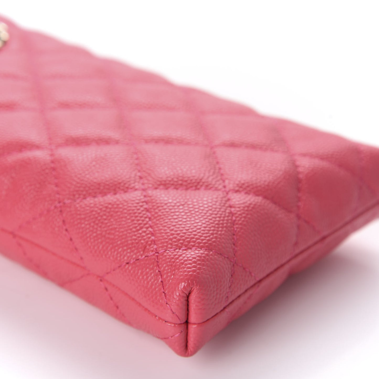 Caviar Quilted French New Wave Phone Holder With Chain Pink