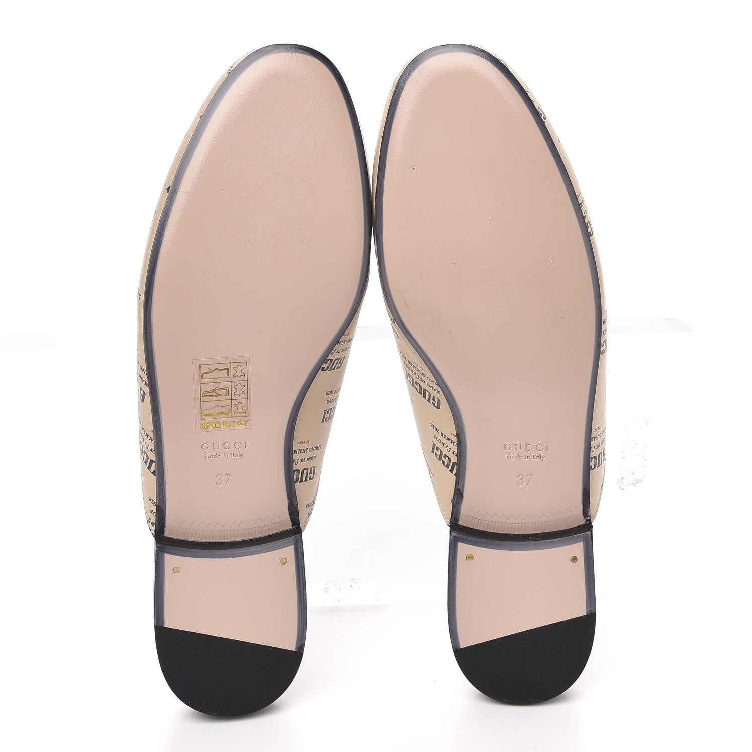 Gucci Calfskin Stamp Print Womens Princetown Slippers 37 Soy Black 5 of 9