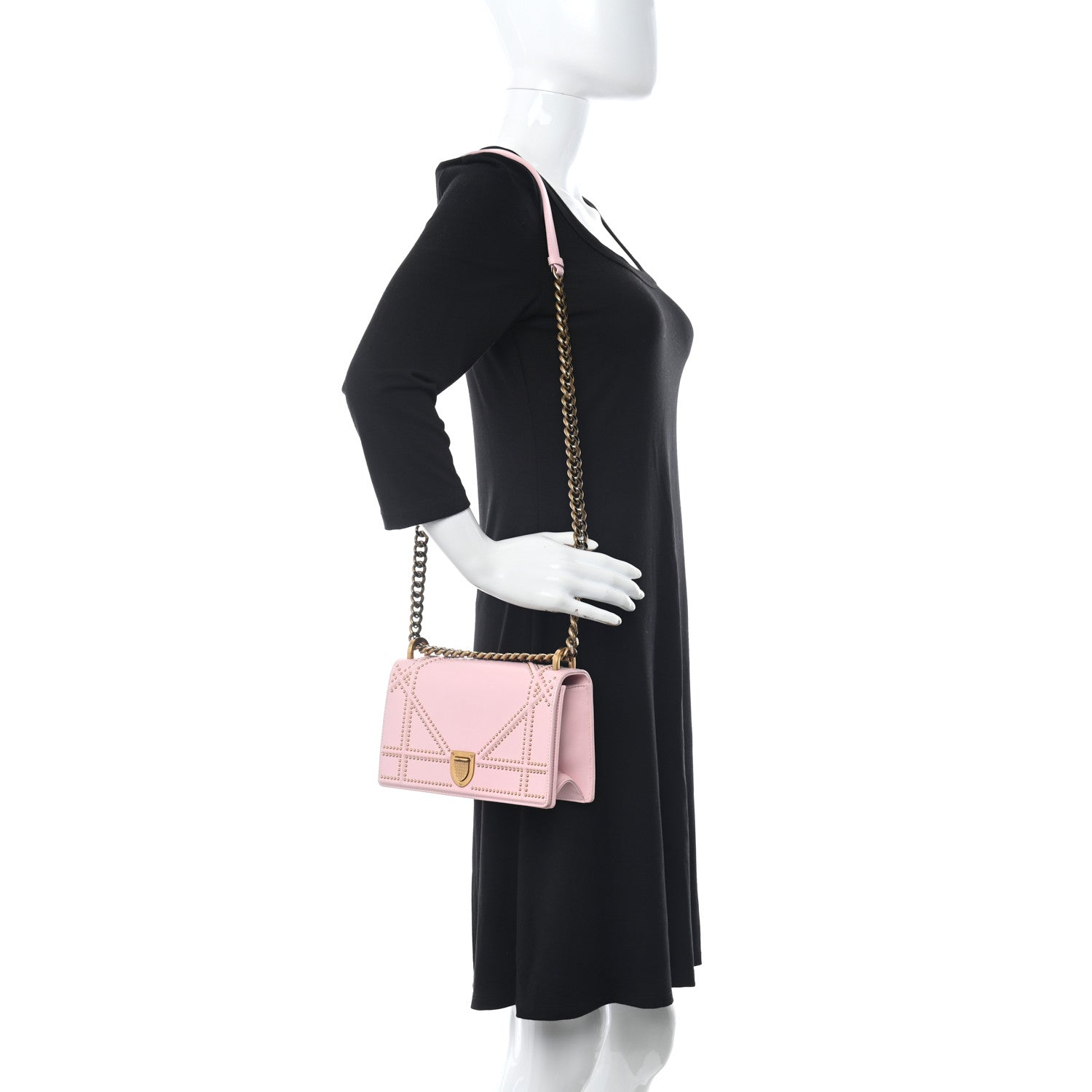 Christian Dior Lambskin Studded Small Diorama Flap Bag Baby Pink 2 of 10