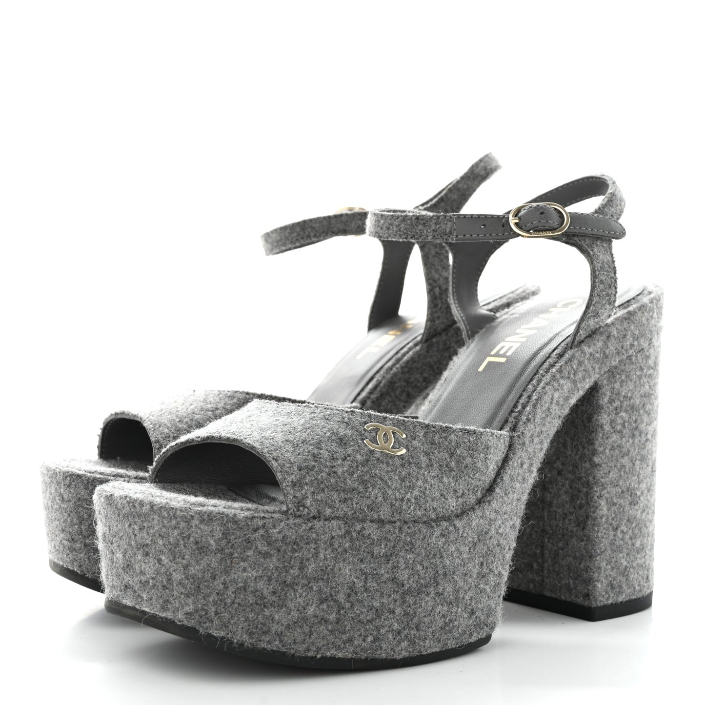 Wool CC Platform Sandals 38 Grey