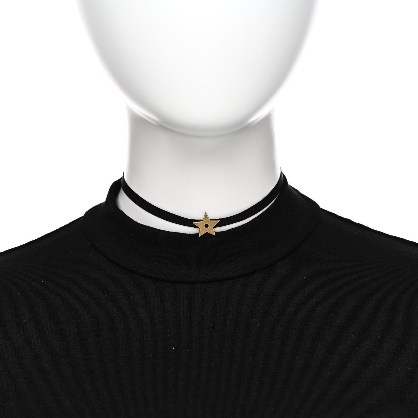Grosgrain Ribbon Star Choker Necklace Black