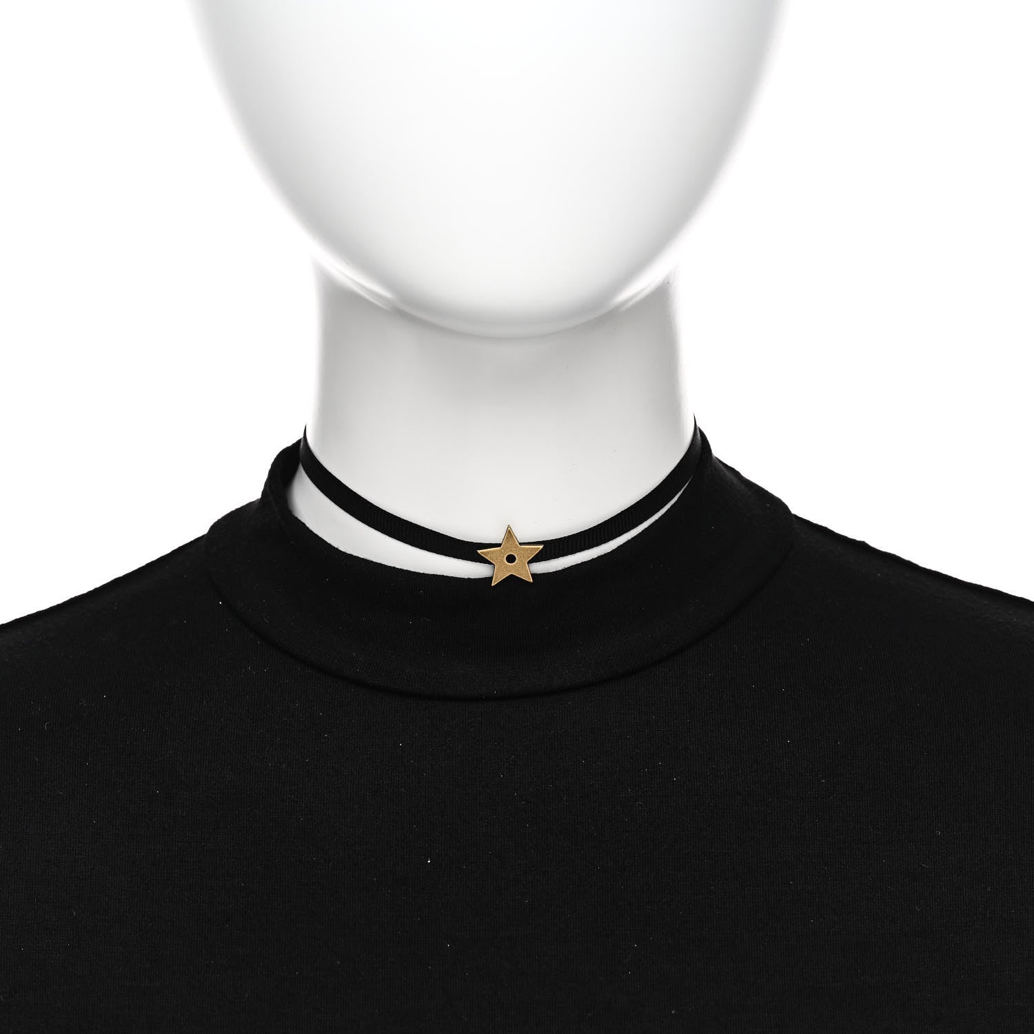 Christian Dior Grosgrain Ribbon Star Choker Necklace Black 2 of 5